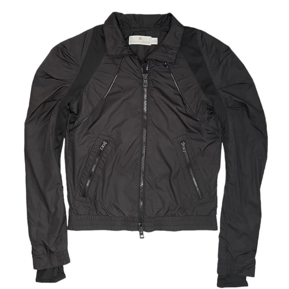 Stella McCartney For Adidas Raglan Puff Sleeve Full Zip Bomber Jacket Black XS - Picture 1 of 10